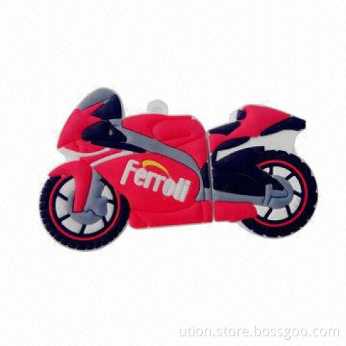 Motorcycle USB Flash Drive, Made of PVC Material, with 2-32GB Capacity